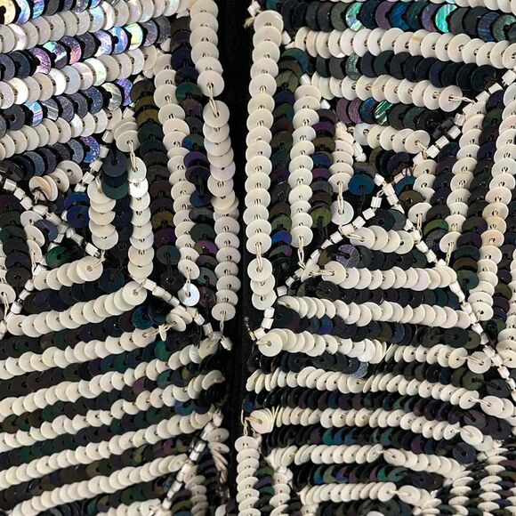 Ladies Black and White Fully Sequined 3/4 Sleeves, See Description - Picture 7 of 7